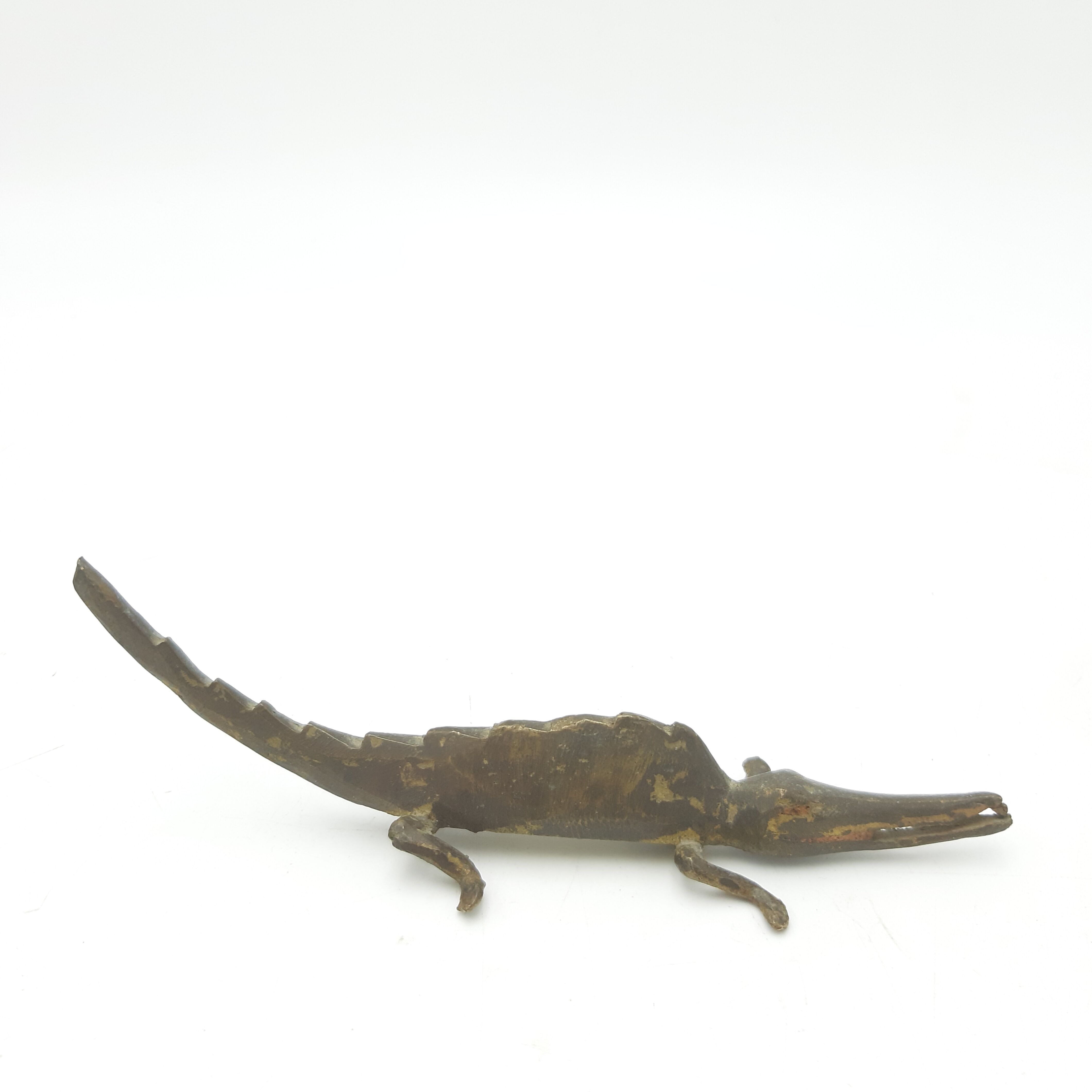 Vintage golden brass crocodile