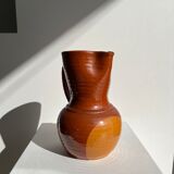 Two-tone brown ceramic wine pitcher H: 24cm