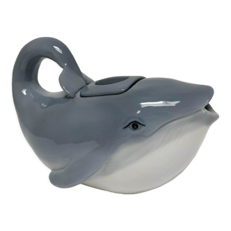 Teapot zoomorphic blue whale porcelain design Japan