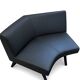 2-seater bench in black leather/PU with wooden legs
