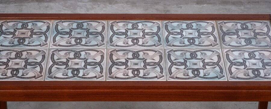 Danish Teak Coffee or Side Table with Tile Top, 1960s