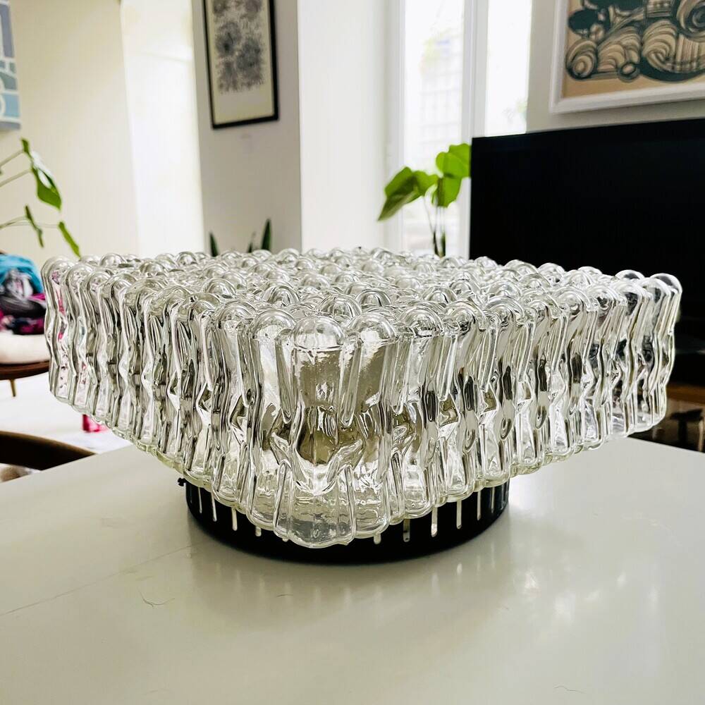 Large glass square flush mount ceiling or wall lamp