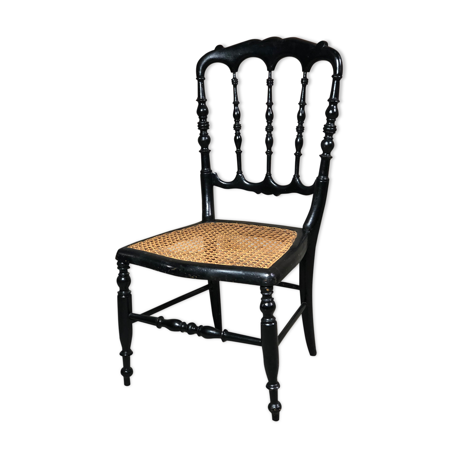 Children's chair Napoleon III period in blackened and canned wood