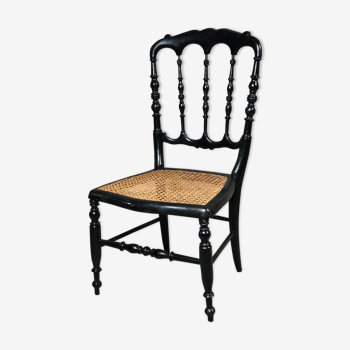 Children's chair Napoleon III period in blackened and canned wood