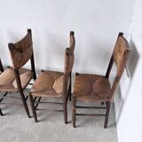Set of 6 straw and oak Beauche chairs.