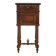 Antique wooden bedside table with a marble top.