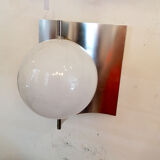 Brushed steel and opaline wall light 1970