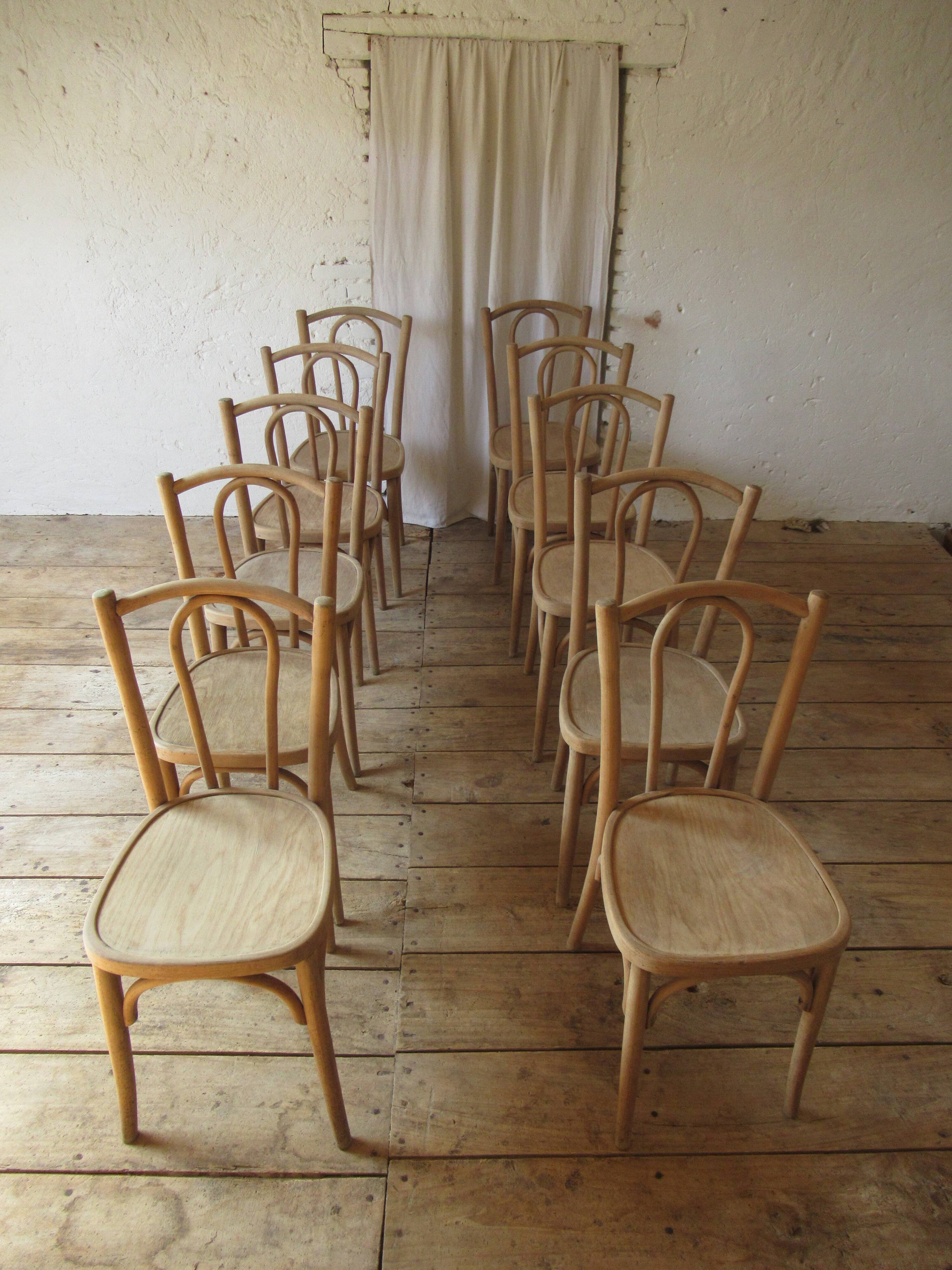 Raw wood bistro chairs.