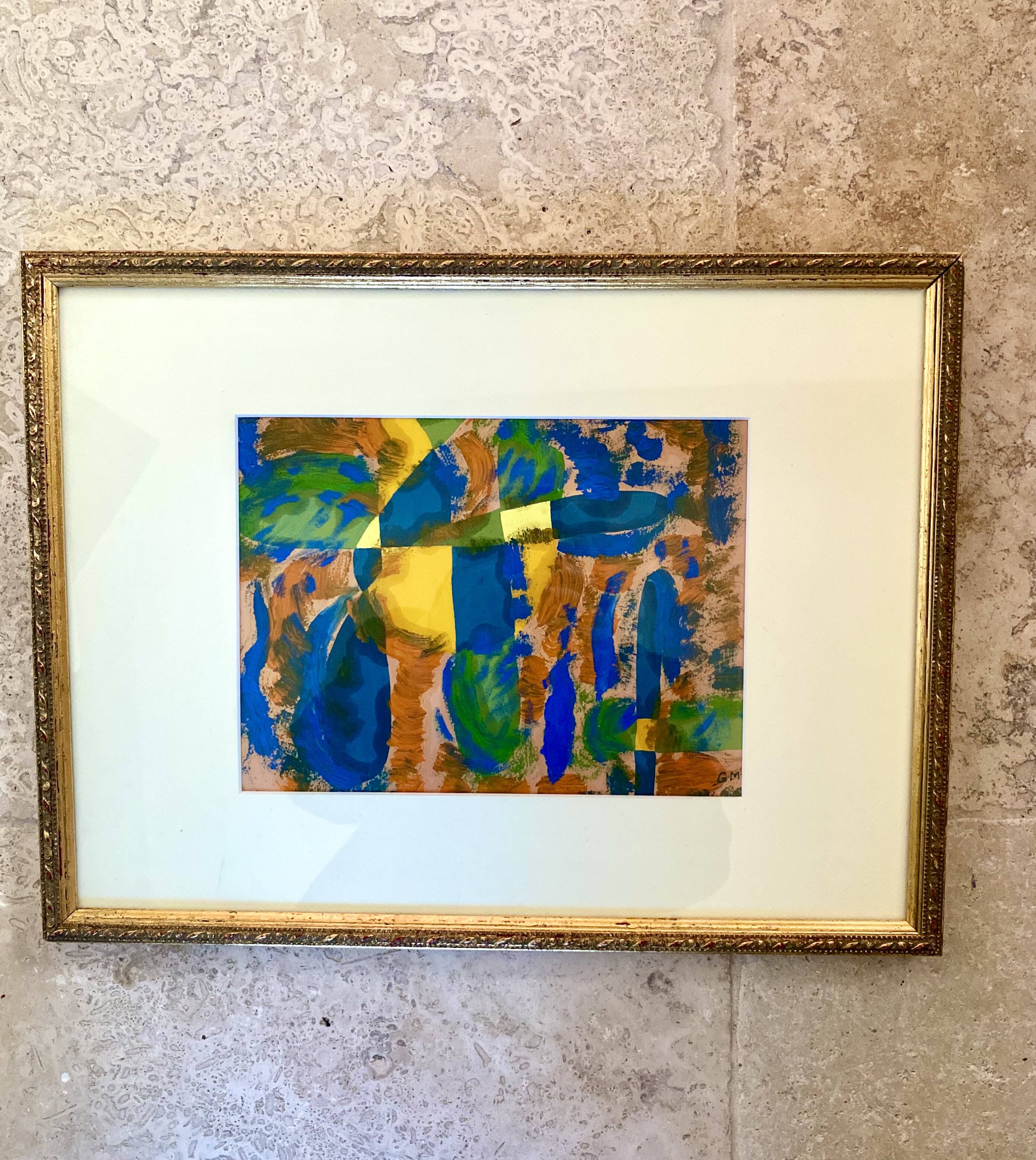 Oil on paper, wooden frame, glass