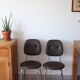 2 chairs 70s in chocolate skaï and chrome metal