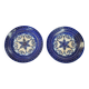 Pair of Quimper earthenware plates with pearl decoration from the 1950s.