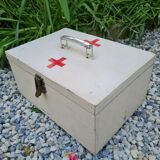Portable pharmacy box made of vintage wood