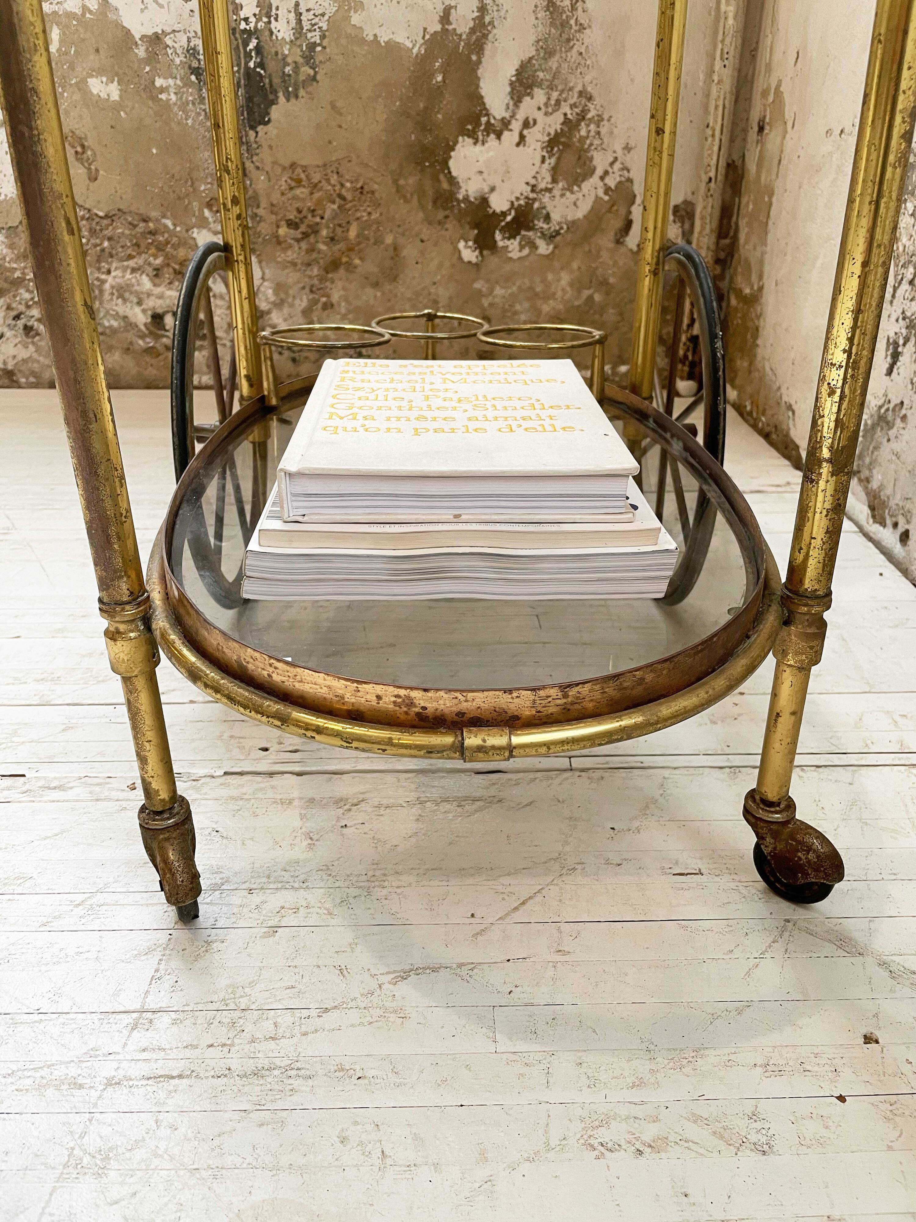 Cart serves brass bar