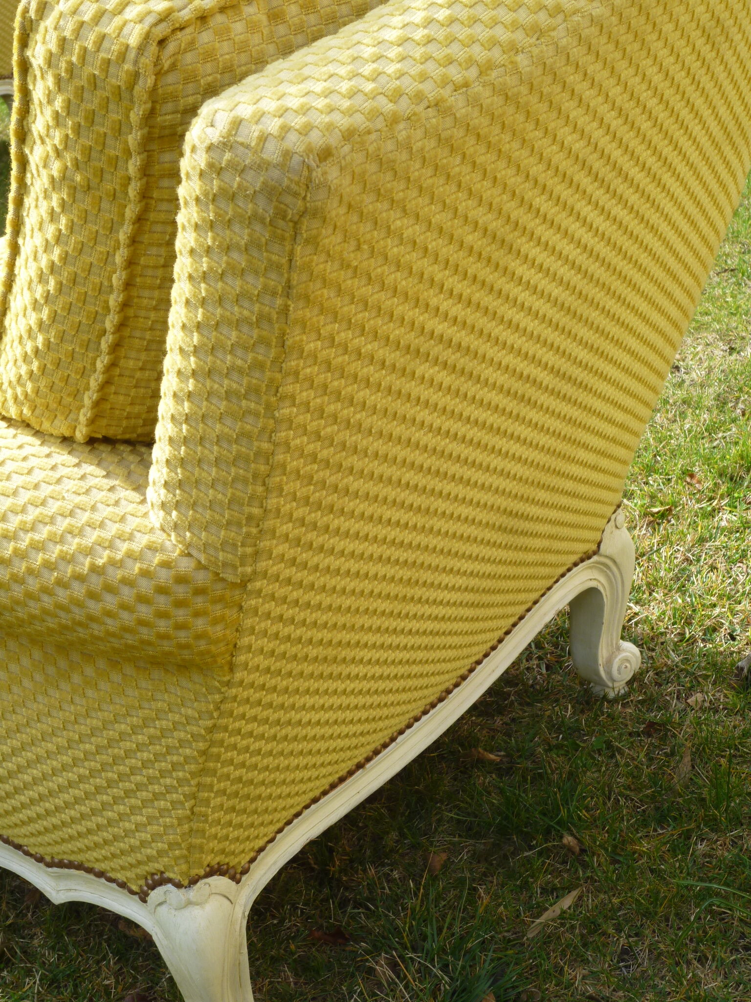 Set two chairs shabby chic fabric yellow