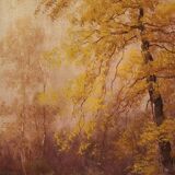 Signed painting wooded view with river from the 19th century