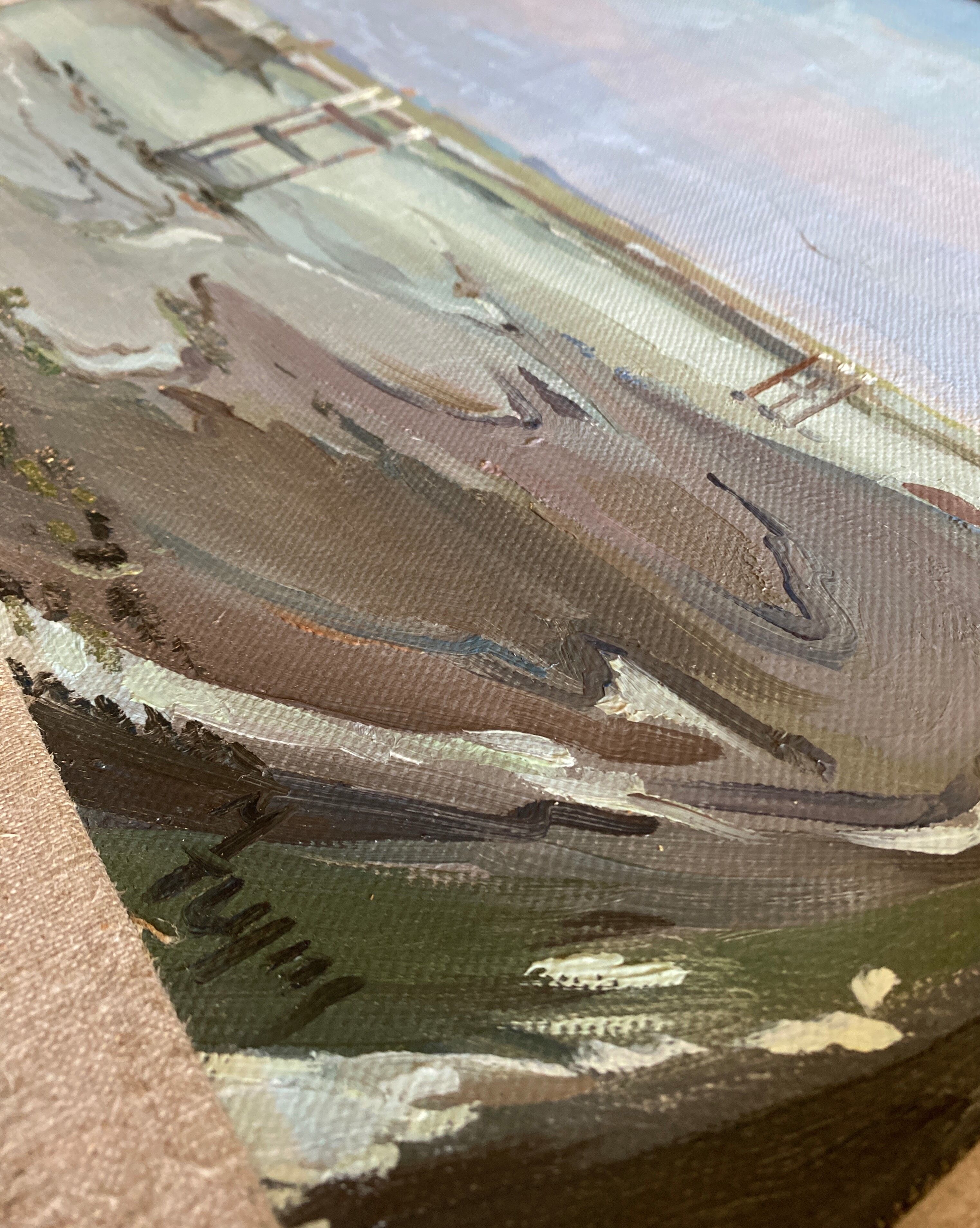 Painting "La Lagune" Marine Seaside signed and frame