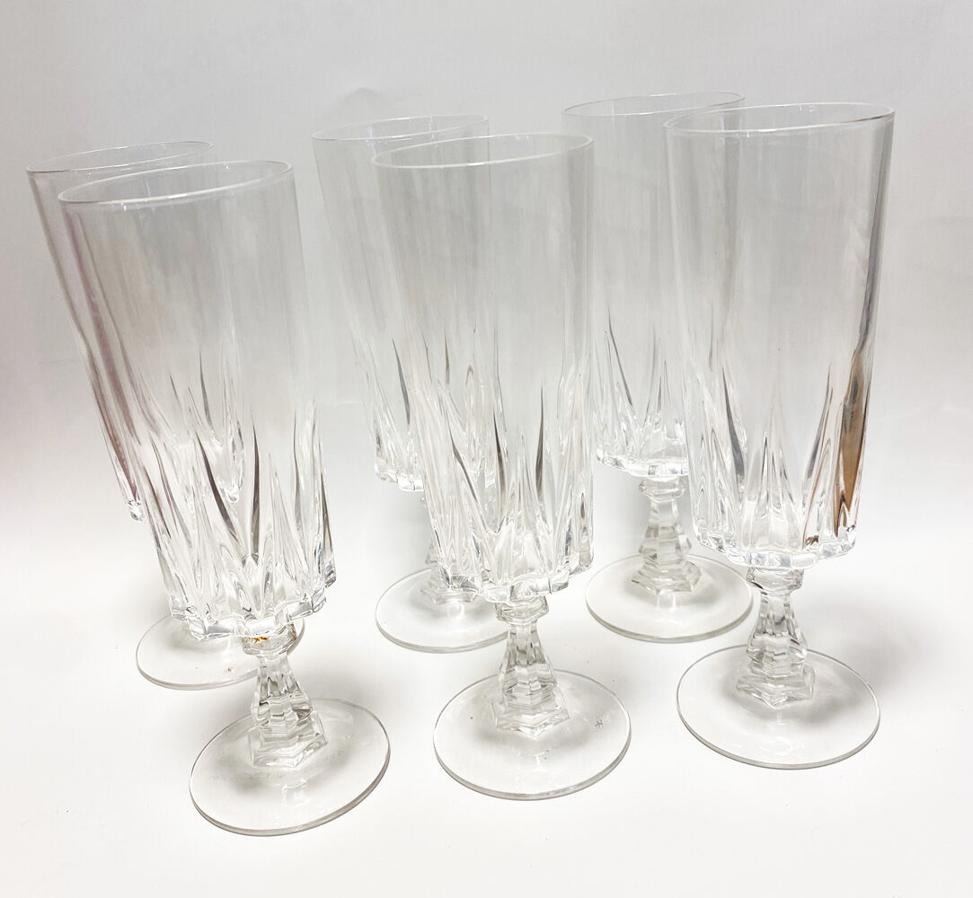 6 champagne flutes, crystal