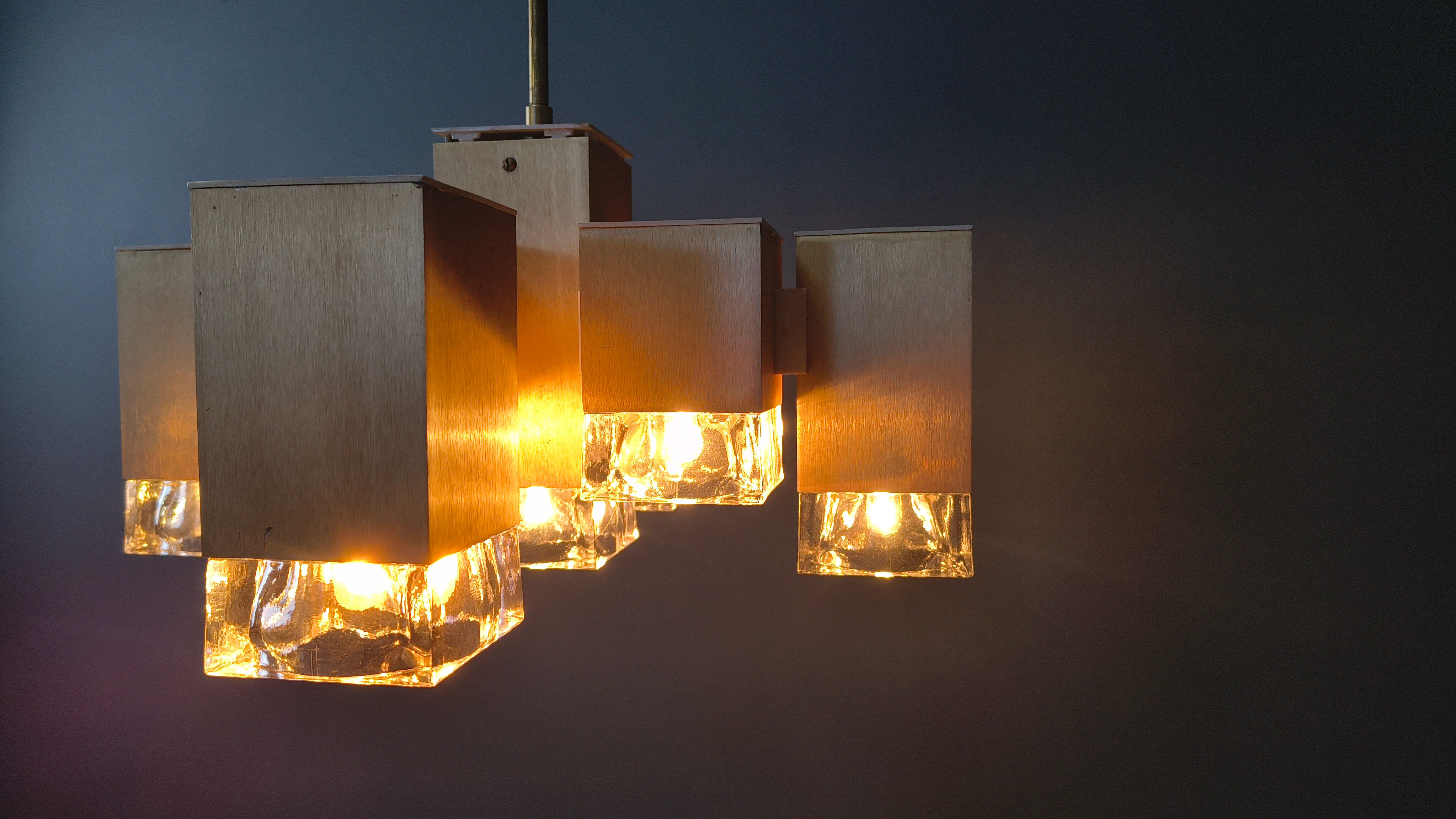 Vintage cubic chandelier by Gaetano Sciolari, 1970s