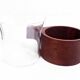 Set of 6 glasses or cups made of glass and teak