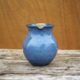 Stoneware wine pitcher with ice cube reserve, stoneware carafe, refresher pitcher