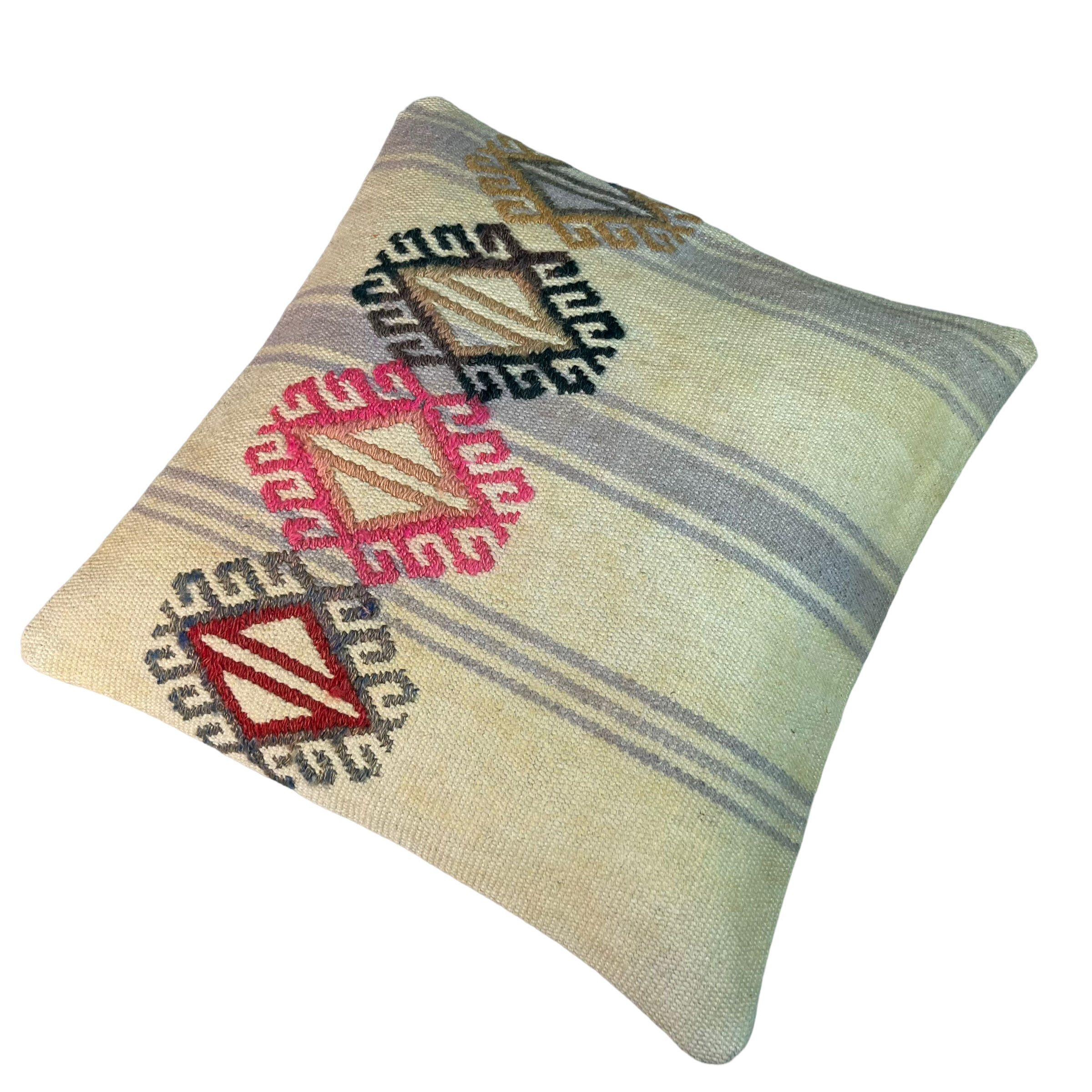 Vintage turkish kilim cushion cover, 40 x 40 cm