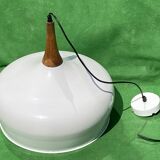 Danish teak and enamel hanging lamp, 1970s
