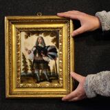 Antique 17th century marble painting, portrait of a South American nobleman