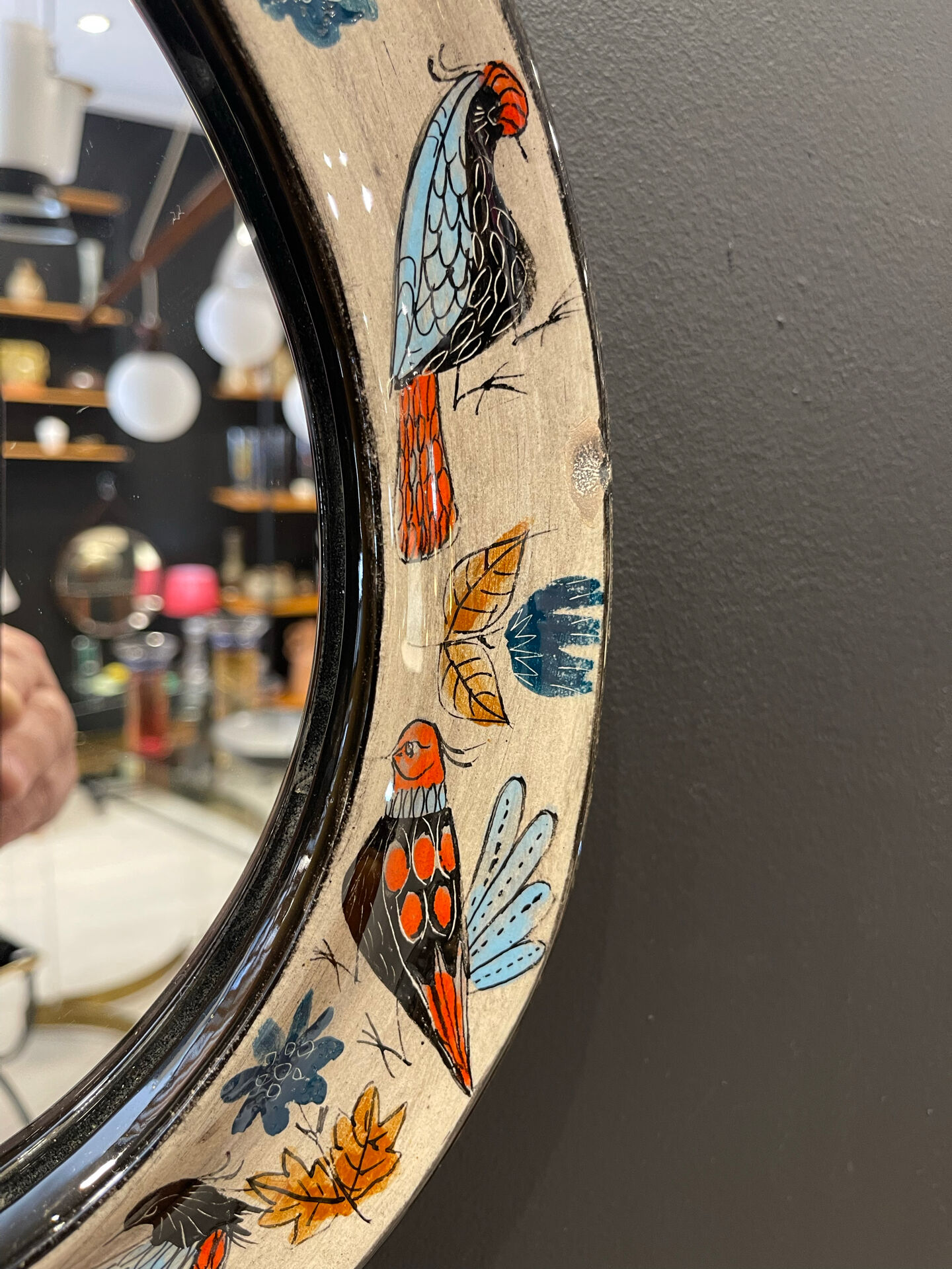 Ceramic mirror by Jean de Lespinasse 1960