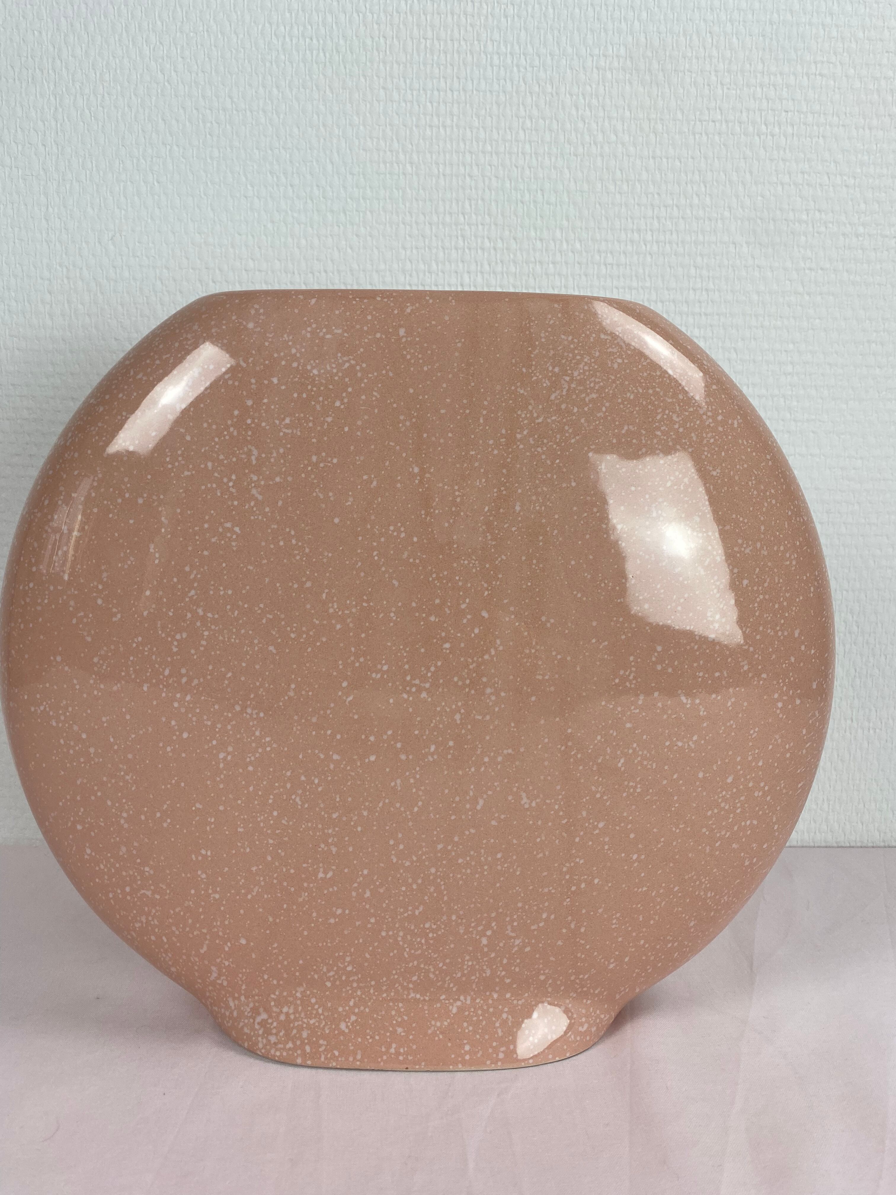 Pink and white speckled round vase