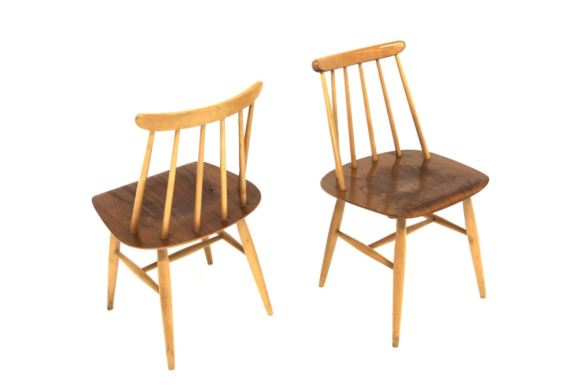 Set of 2 Scandinavian chairs, "Fanett by Ilmari Tapiovaara, Sweden, 1960