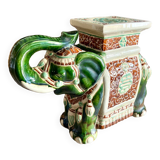 Enameled Ceramic Elephant, Plant Holder, Stool