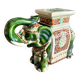 Éléphant en Céramique Émaillée, Porte Plante, Tabouret