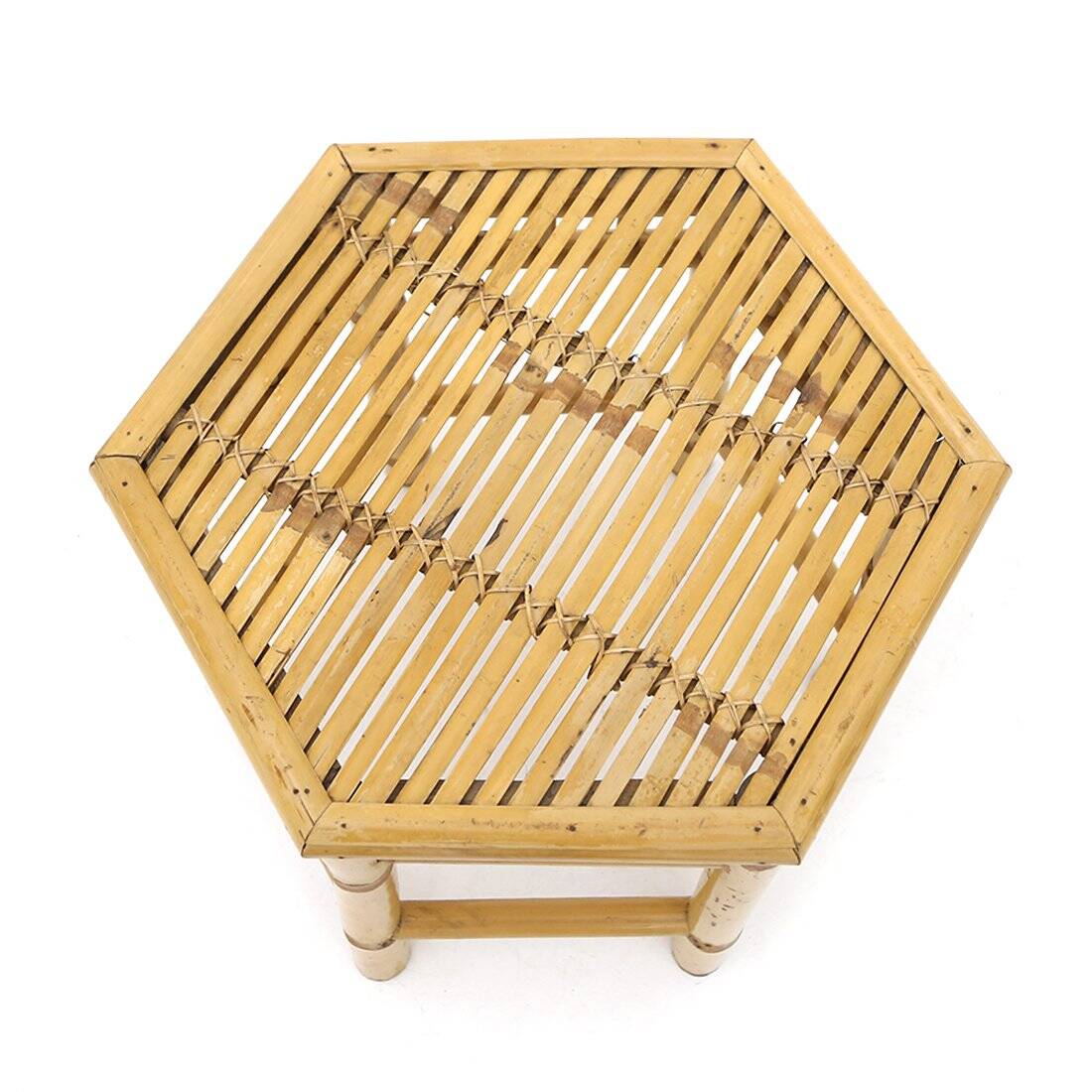 Rattan coffee tables with hexagonal tops, 1970s, set of 3.
