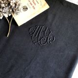 Old sheet in pure washed linen tinted in charcoal black