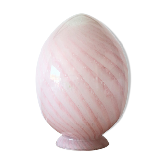 Lampe œuf en verre rose années 70