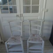 Pair of pray god patinated gray pearl waxed finish, seats mulched and bleached