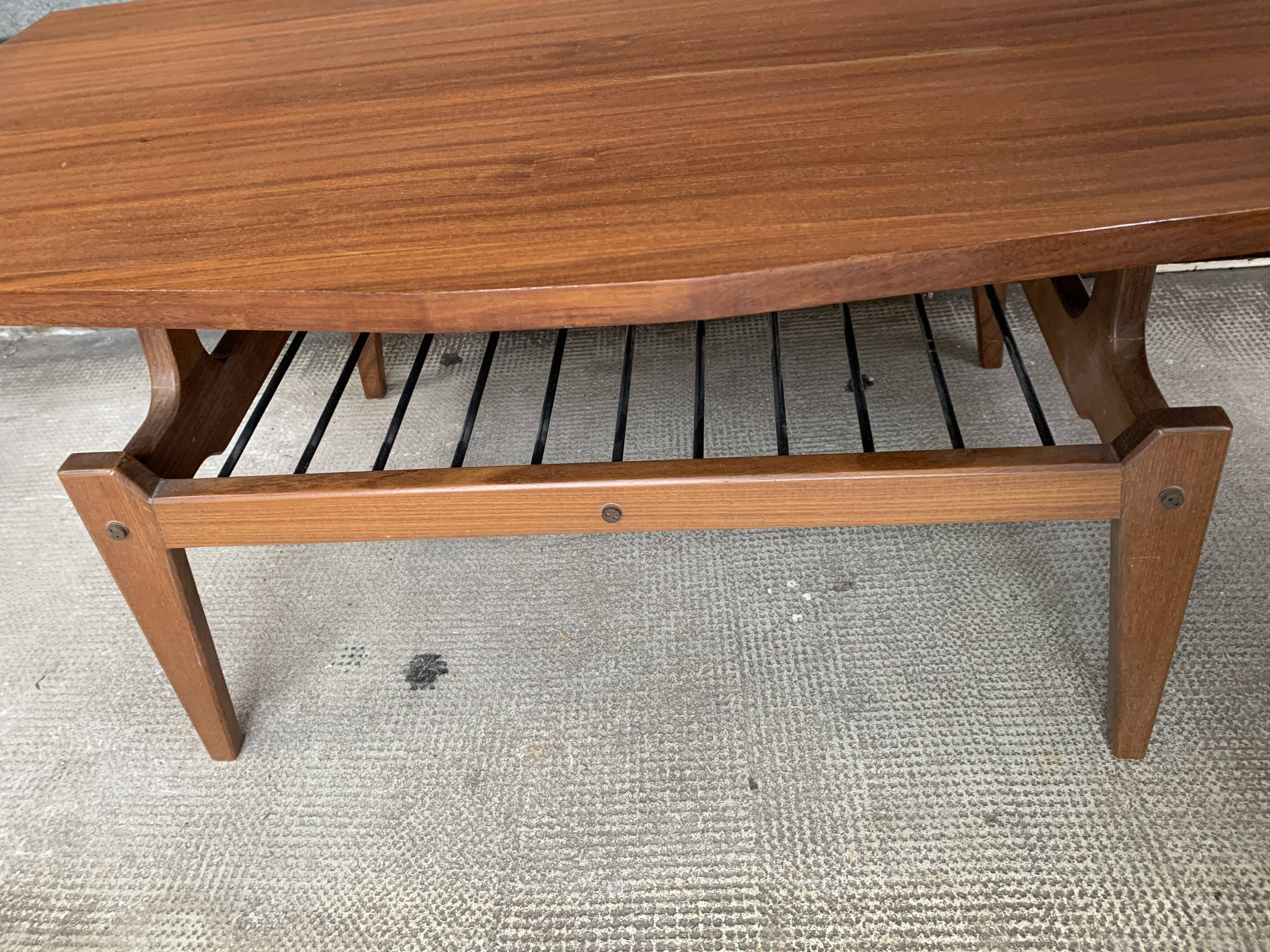 Scandinavian coffee table in teak veneer 60' years