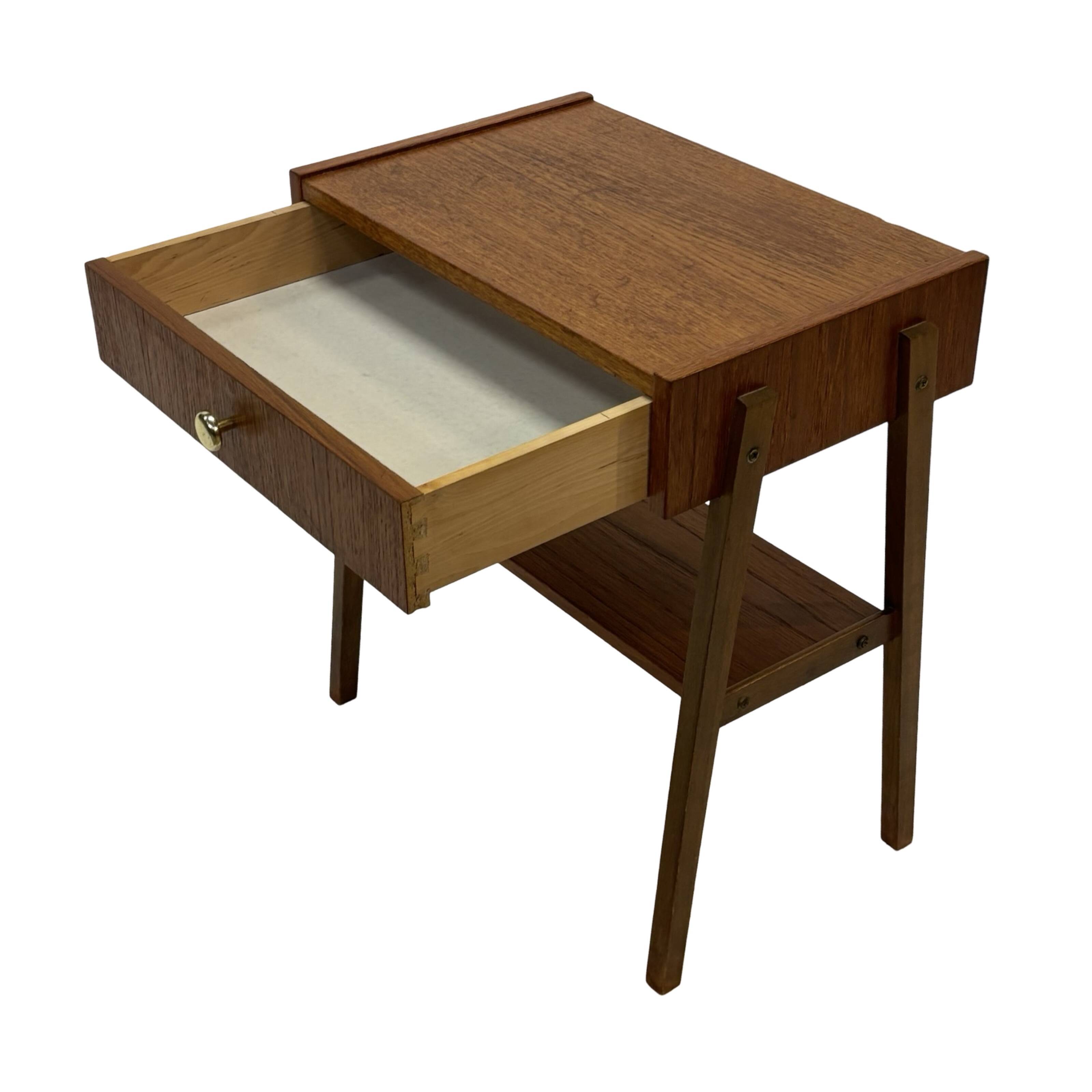 Vintage Compact Cabinet Bedside Table Teak Veneer 1960s