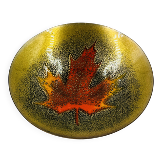 Enamelled catchall leaf signed Jules Perrier artisan Quebec
