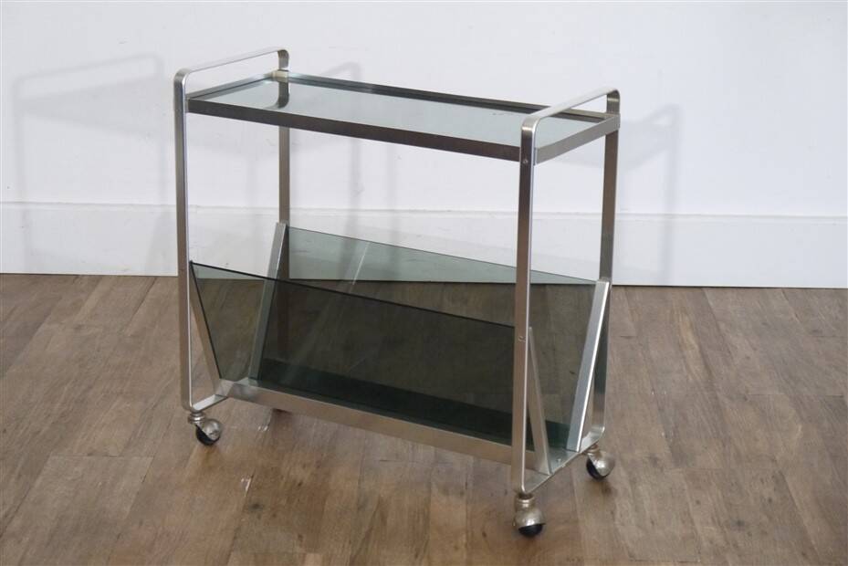 Aluminum and glass side table 1970