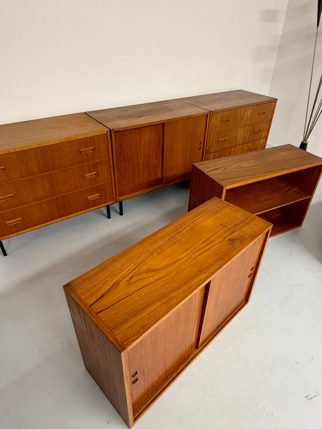 Antique 1950s vintage designer oak modular sideboard