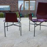Ross Littell for Matteo Grassi Armchairs Bordeaux Leather & Steel, set of 2