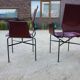 Ross Littell pour fauteuils Matteo Grassi en cuir Bordeaux et acier, ensemble de 2
