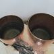 Duo de cache-pots en cuivre martelé