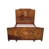 Art Deco bed in walnut and burl walnut 140x190cm