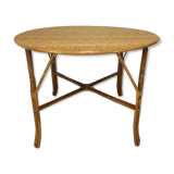 Round dining table 4 people rattan