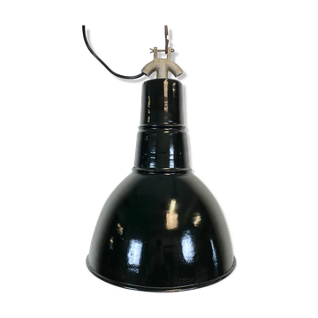 Vintage industrial black enamel light, 1930s