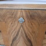 Table de chevet vintage rose marqueterie chêne