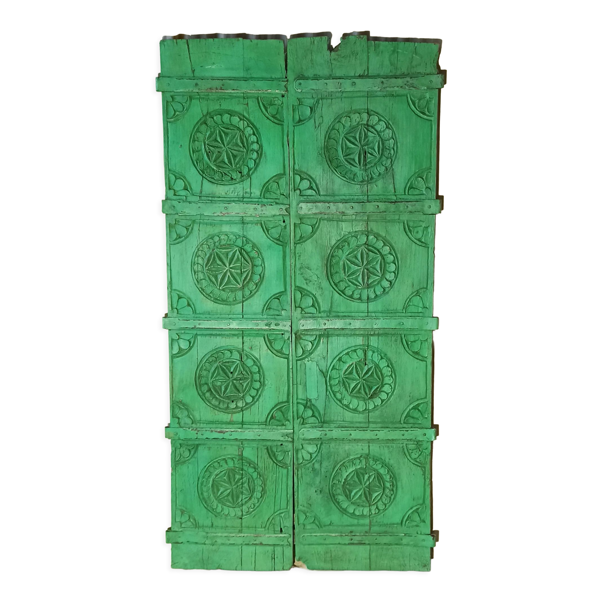 Old green wooden door