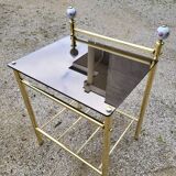 Vintage single bed and nightstand in gilded brass